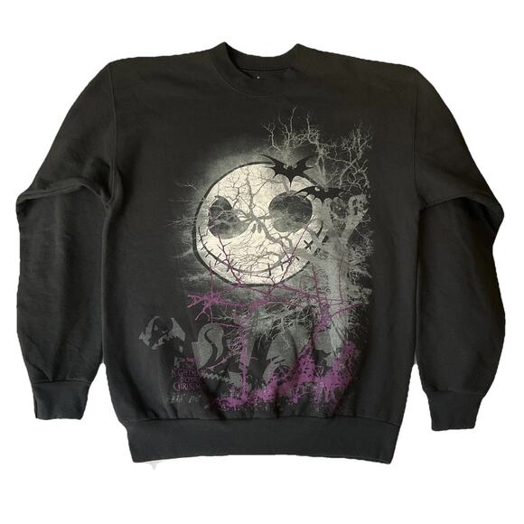 Hanes Men Sweatshirt S Black Graphic Print Fleece Nightmare Before Christmas - Picture 1 of 9